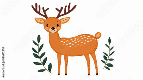 Whimsical deer illustration nature digital art cute design playful photo