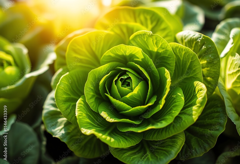 Fototapeta premium Vibrant green lettuce, healthy food, farm fresh produce