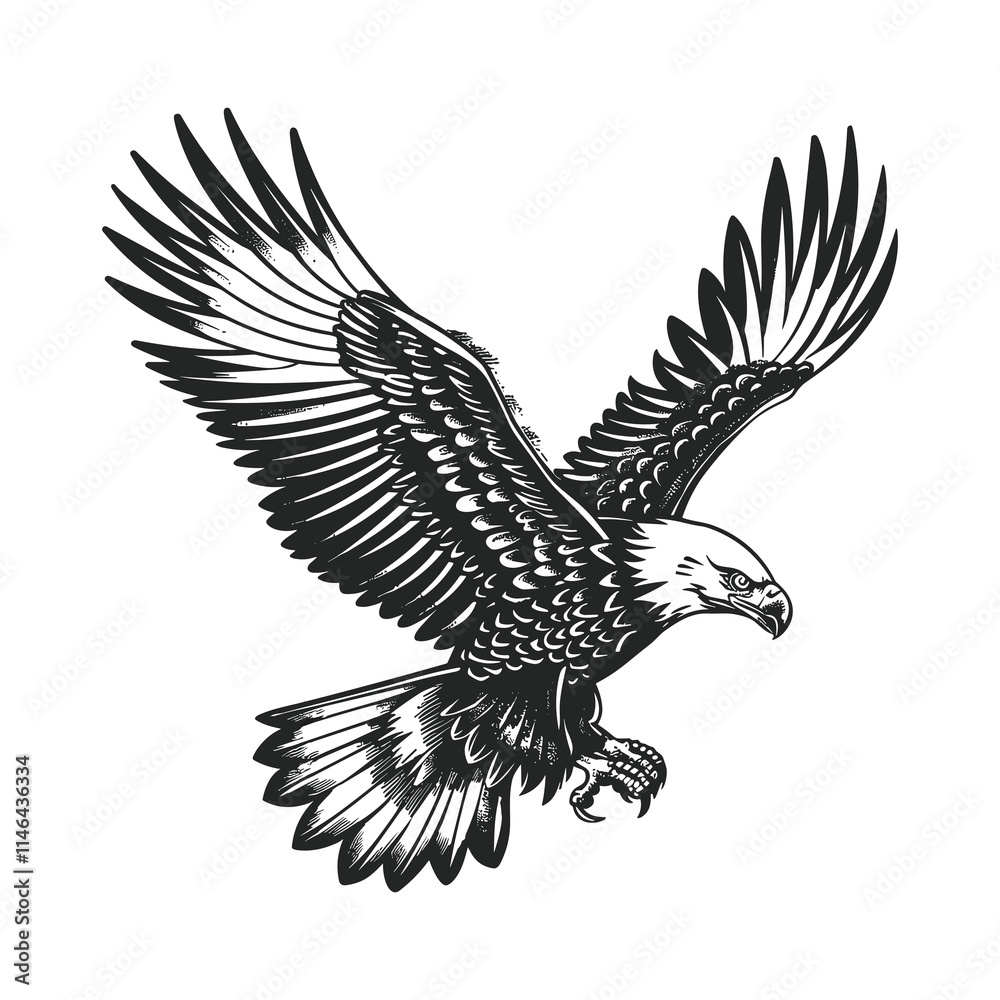 Obraz premium Elegant Silhouette Of A Black And White Eagle Vector Illustration