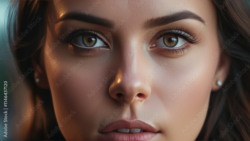 close up of girl's face looking at camera close up of girl's face looking at camera