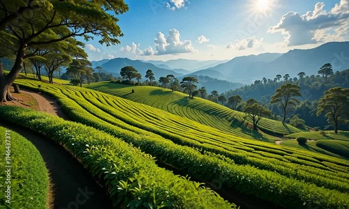 Wallpaper Mural Serene Tea Plantation Landscape Under Sunny Sky Torontodigital.ca