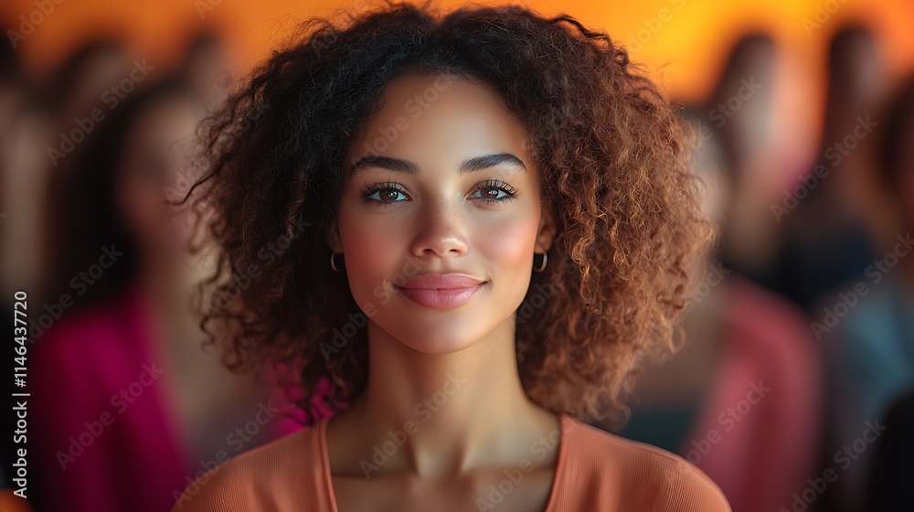 Young Woman with Curly Hair Smiling Confidently Young Woman with Curly Hair Smiling Confidently