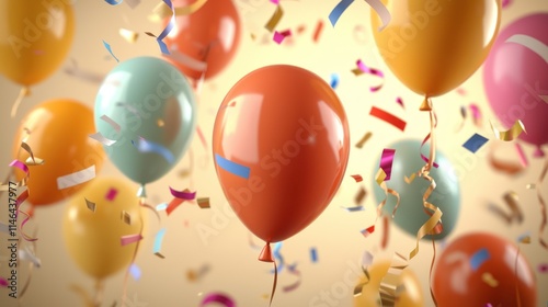 Wallpaper Mural Colorful balloons float amidst vibrant confetti, creating a festive atmosphere suitable for celebrations and parties. Torontodigital.ca