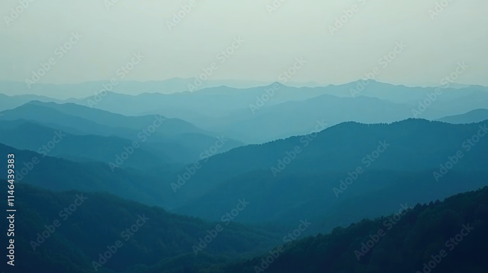 Serene blue mountain range landscape. Serene blue mountain range landscape.