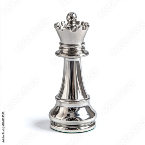 Silver Chess Queen, isolated on a white background