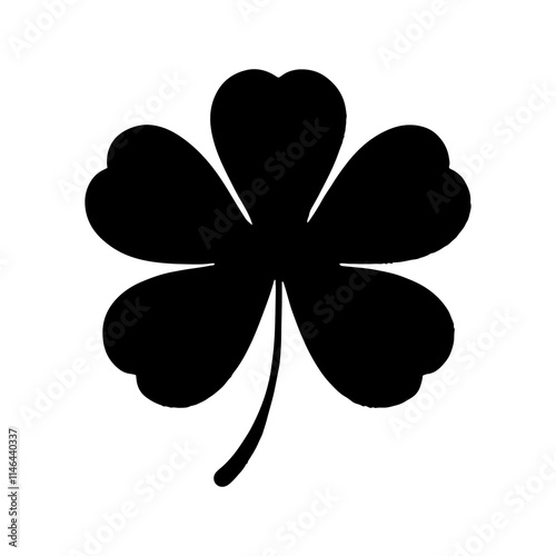 Five leaf clover silhouette icon vector illustration design on white background.