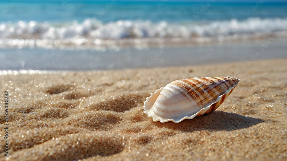 Beautiful beach with white sand, blue water, and sea shells on the shore. Summer vacation background banner with copy space for text.
Beautiful beach with white sand, blue water, and sea shells on the shore. Summer vacation background banner with copy space for text.