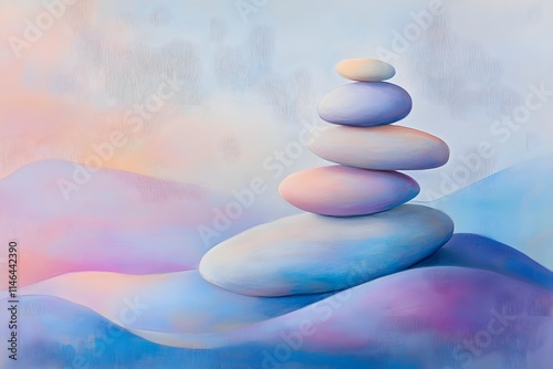 Abstract pastel paint art piece depicting Equilibrium Stones photo