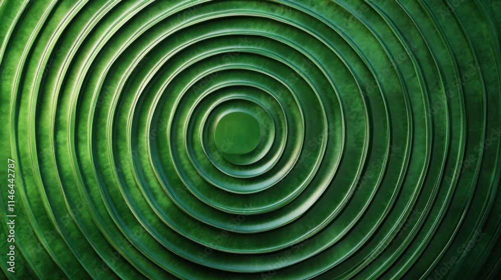 Obraz premium Abstract green spiral pattern with concentric circles creating a soothing visual effect.