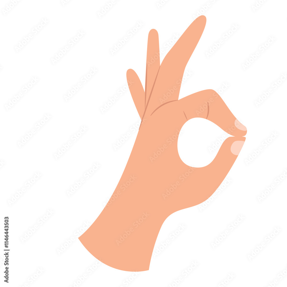 Hand Okay Gesture Illustration Isolated on White Background Hand Okay Gesture Illustration Isolated on White Background