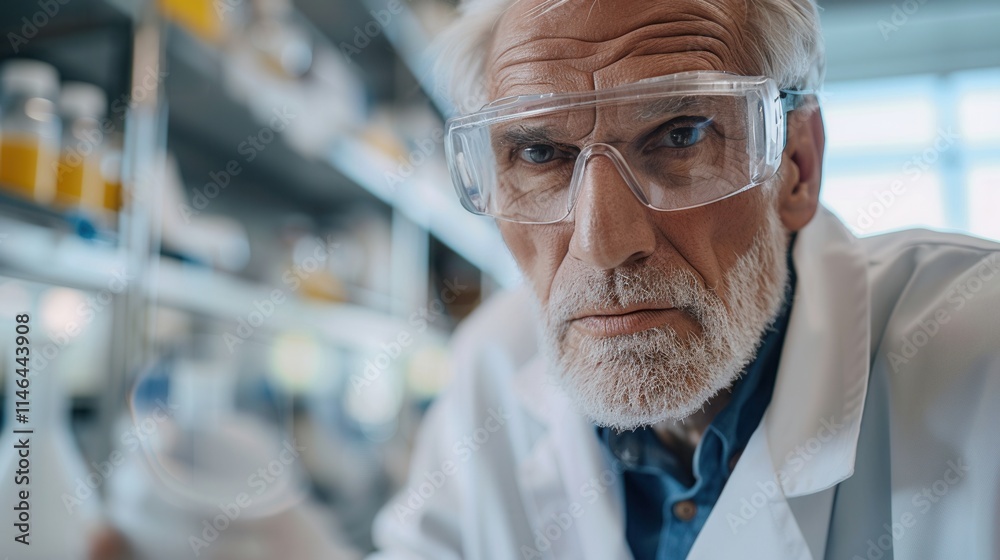 Researcher in a laboratory focusing on scientific experiments with various chemical solutions in containers and equipment during daylight hours Researcher in a laboratory focusing on scientific experiments with various chemical solutions in containers and equipment during daylight hours