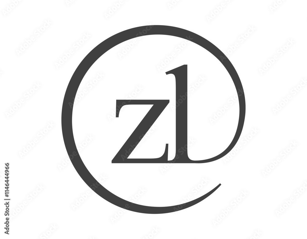 ZL logo from two letter with circle shape email sign style. Z and L round logotype of business company ZL logo from two letter with circle shape email sign style. Z and L round logotype of business company