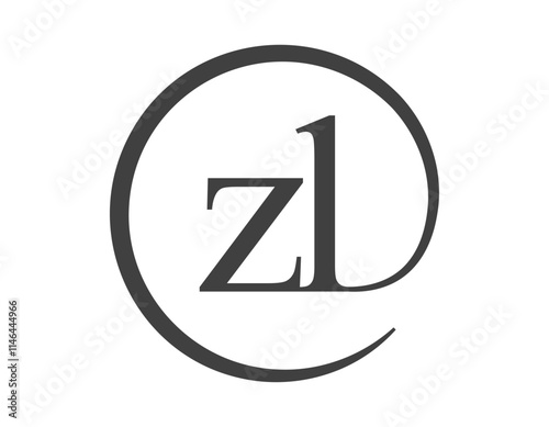 ZL logo from two letter with circle shape email sign style. Z and L round logotype of business company