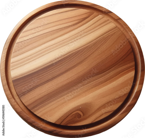 Round Wooden Serving Board Smooth with a white background 
