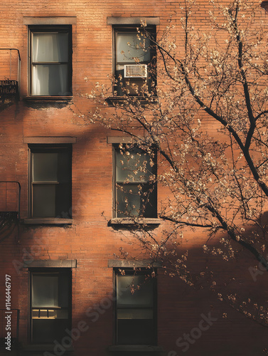 Minimalism, City View Close Up, Blooming Spring, Buildings Beautiful Cityscape, Urban View, Beautiful Architecture