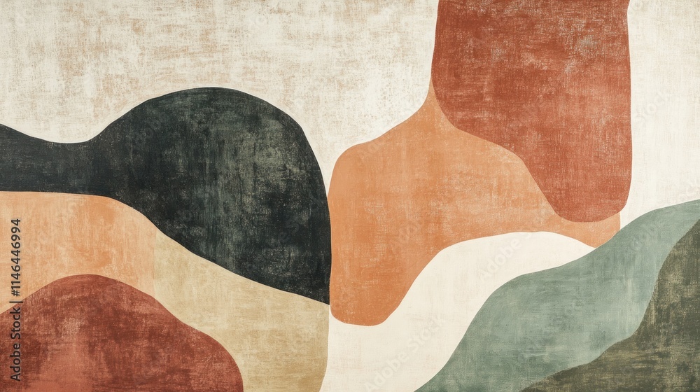 Abstract shapes in earthy tones create a modern, artistic composition. Abstract shapes in earthy tones create a modern, artistic composition.