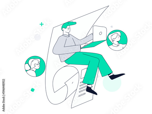 Personnel doing job interview flat vector concept operation hand drawn illustration
