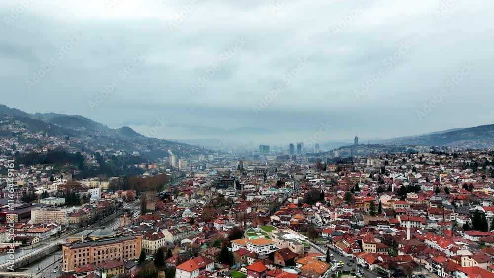 Aerial view of Sarajevo in Bosnia and Herzegovina Aerial view of Sarajevo in Bosnia and Herzegovina
