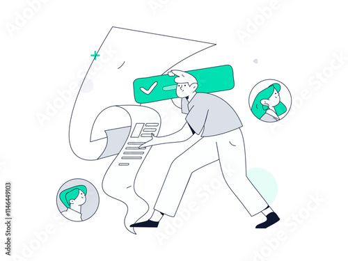 Personnel doing job interview flat vector concept operation hand drawn illustration
