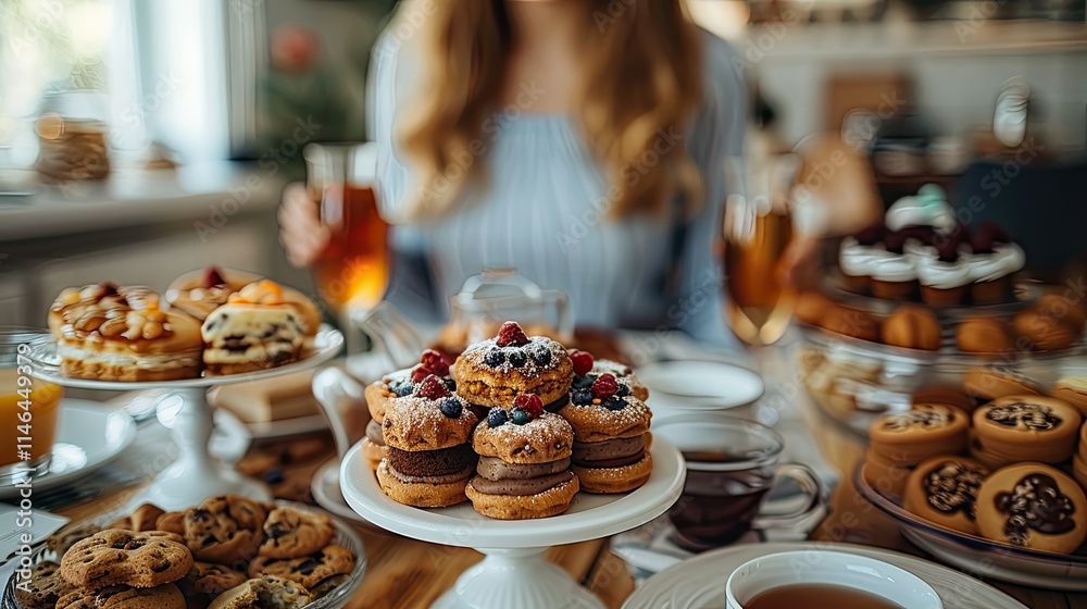 A table filled with various desserts and drinks, showcasing a delightful gathering. A table filled with various desserts and drinks, showcasing a delightful gathering.