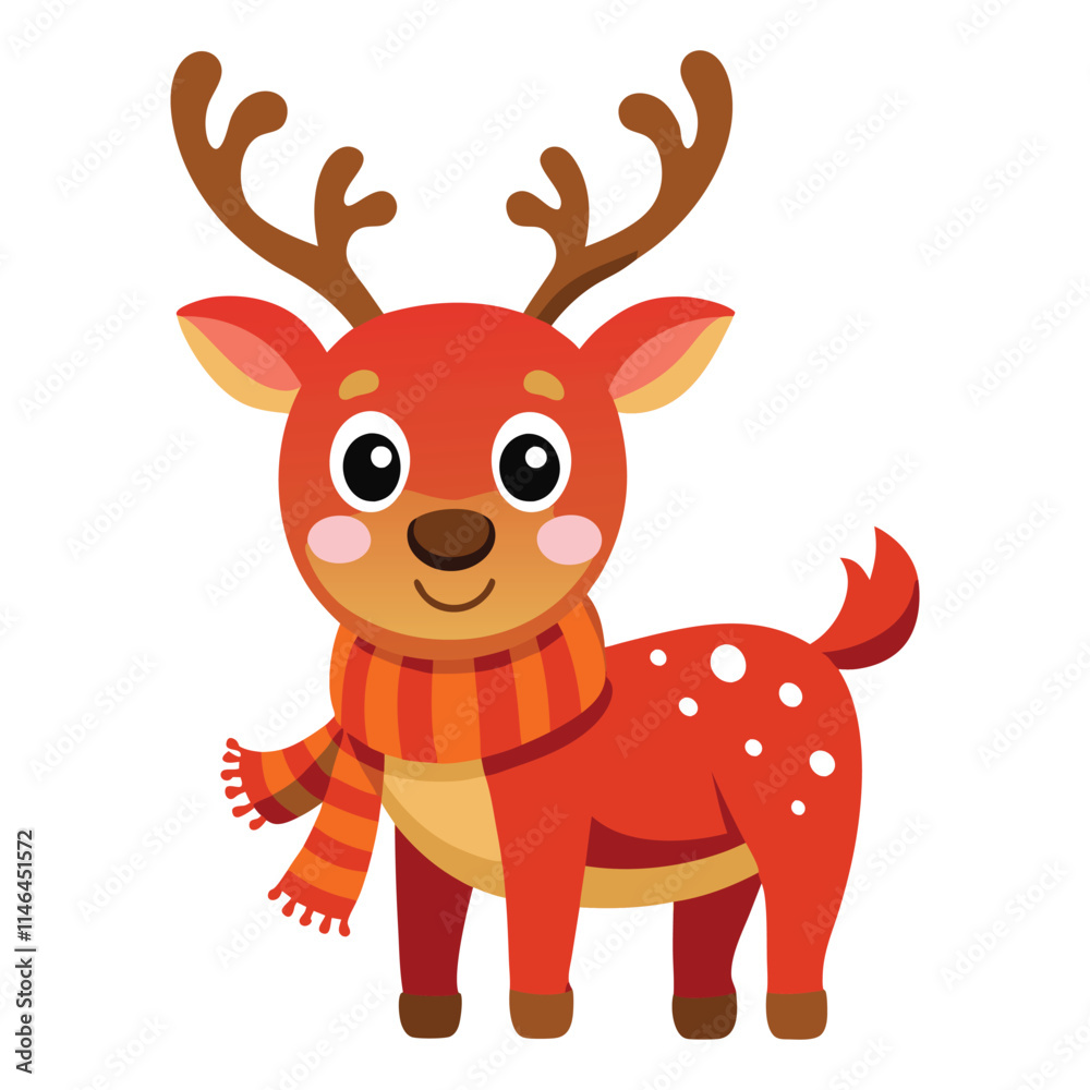 vector jolly cartoon reindeer with a red nose and festive vector jolly cartoon reindeer with a red nose and festive