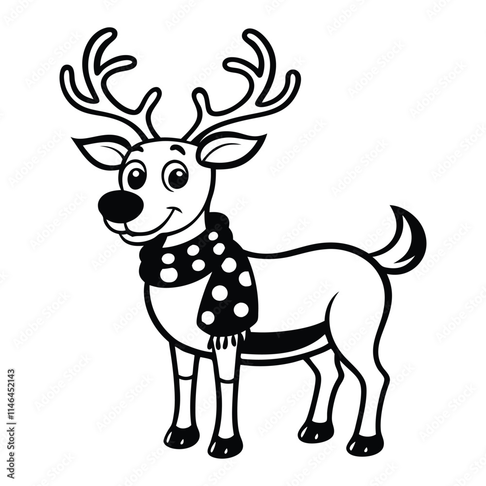 vector jolly cartoon reindeer with a red nose and festive vector jolly cartoon reindeer with a red nose and festive