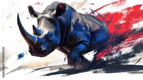 Powerful Rhinoceros in a Dynamic Artistic Style photo