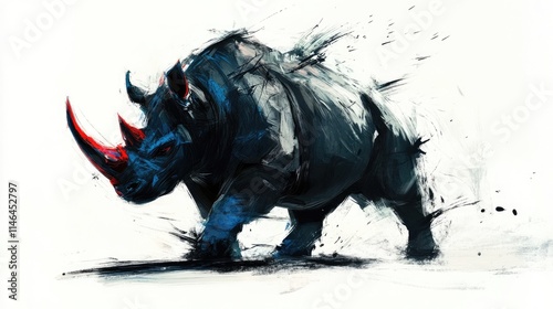 Powerful Rhinoceros in a Dynamic Artistic Style photo