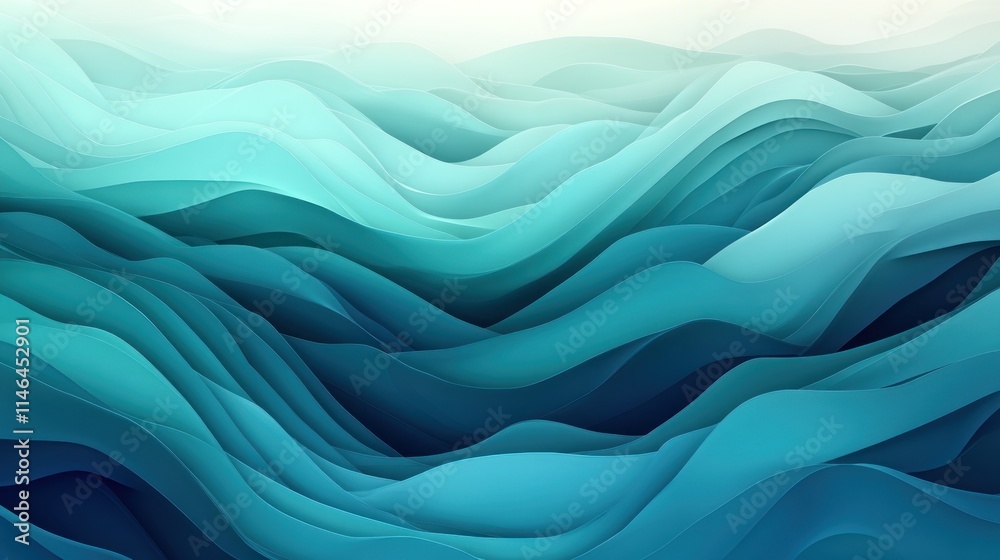 Fototapeta premium Abstract waves in varying shades of blue, creating a serene and fluid visual effect.