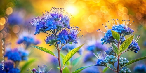 Bluebeard Bush Double Exposure Photography: Caryopteris x clandonensis Autumn Bloom photo