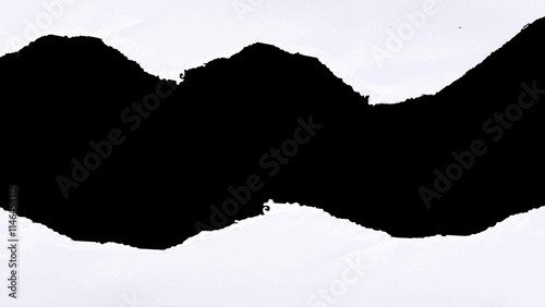 Ripped paper, space for copy. Margin graphics in black and white, top and bottom.