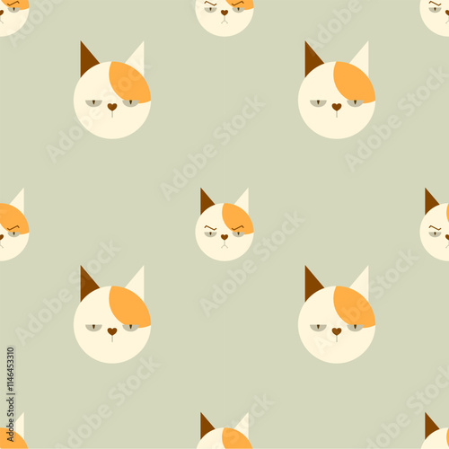 cute little cats cartoon character abstract embroidery seamless pattern. perfect decorative design for fabric, clothing, wallpaper, background, interior, decoration, ornament, ceramic, printing, tile