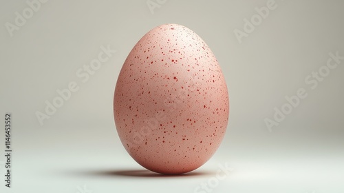 Pastel red egg positioned on a clean white surface with a soft texture photo