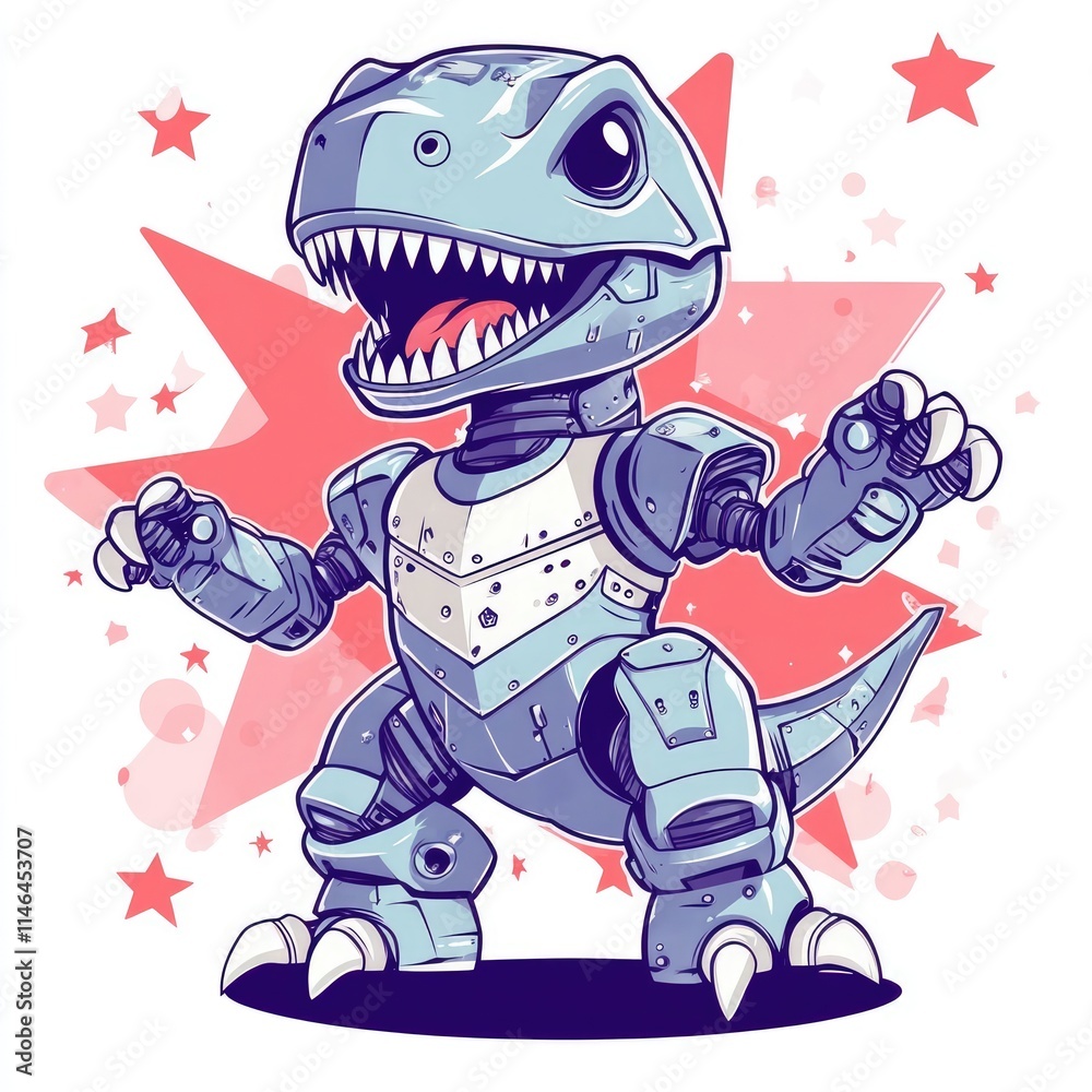 Cute Robot T-Rex Ready for Action