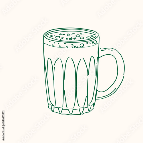 Nanyang Kopitiam Teh Tarik in Glass Mug with Handle Doodle.