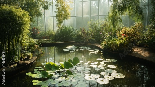 garden with pond photo