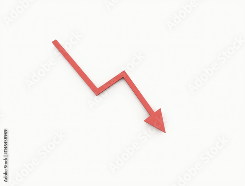 red downward arrow, isolated