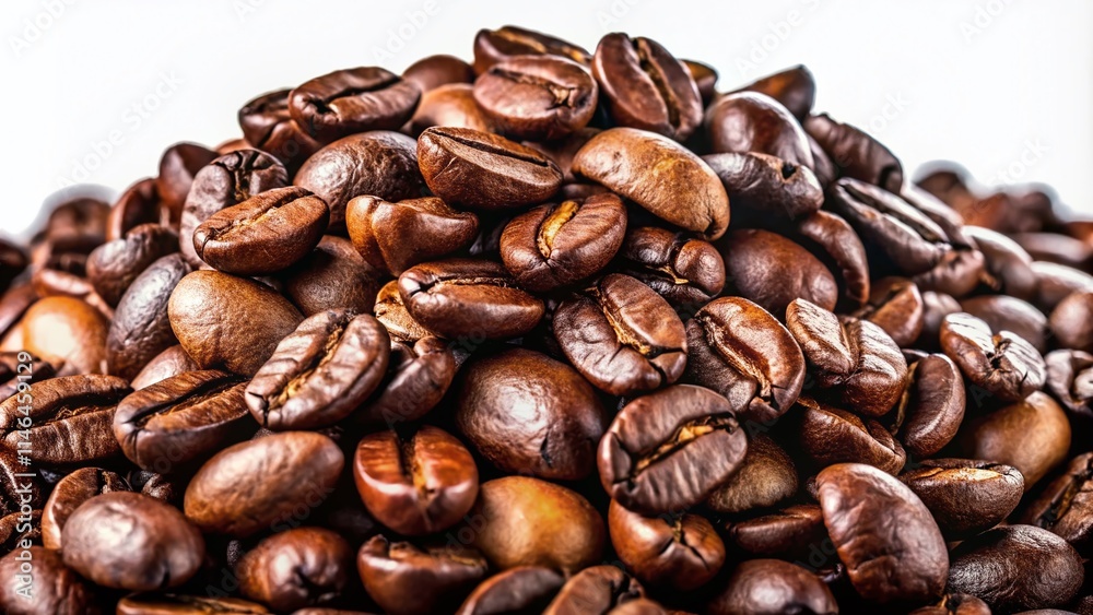 Brown Coffee Beans Heap Isolated White Background - High-Res Stock Photo Brown Coffee Beans Heap Isolated White Background - High-Res Stock Photo