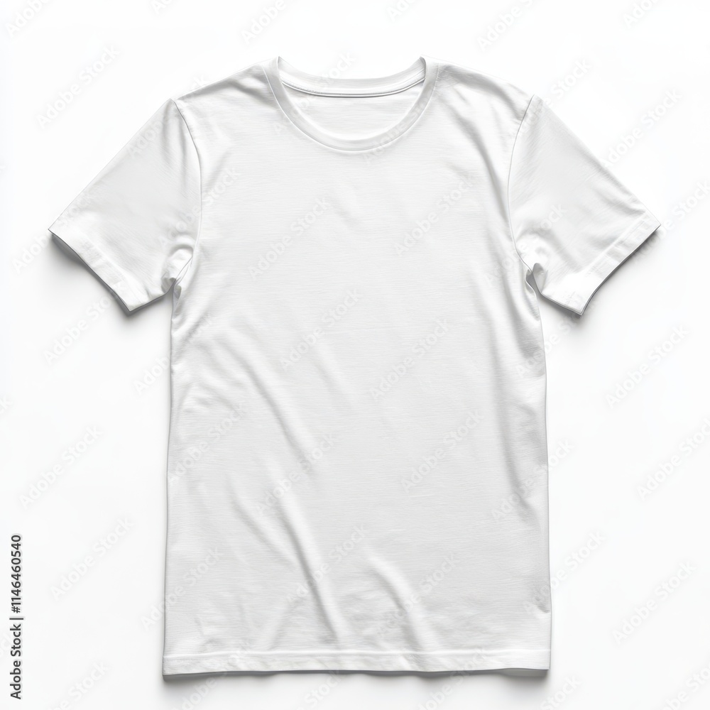 Design showcase featuring a plain white T-shirt mockup on a clean white background Design showcase featuring a plain white T-shirt mockup on a clean white background