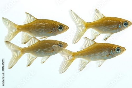 School of fish swimming in the water, animals of the ocean, sardinella fishes, ecosystem and environment , isolated on white background,  , copy space, copy space for text, photo