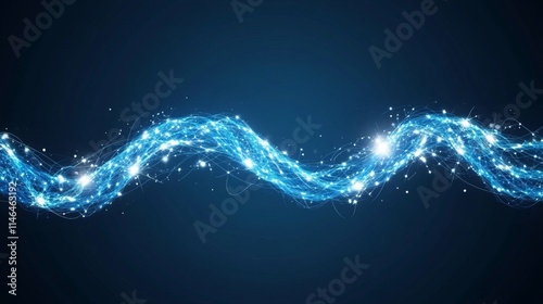 Abstract Blue Energy Wave Digital Art Illustration