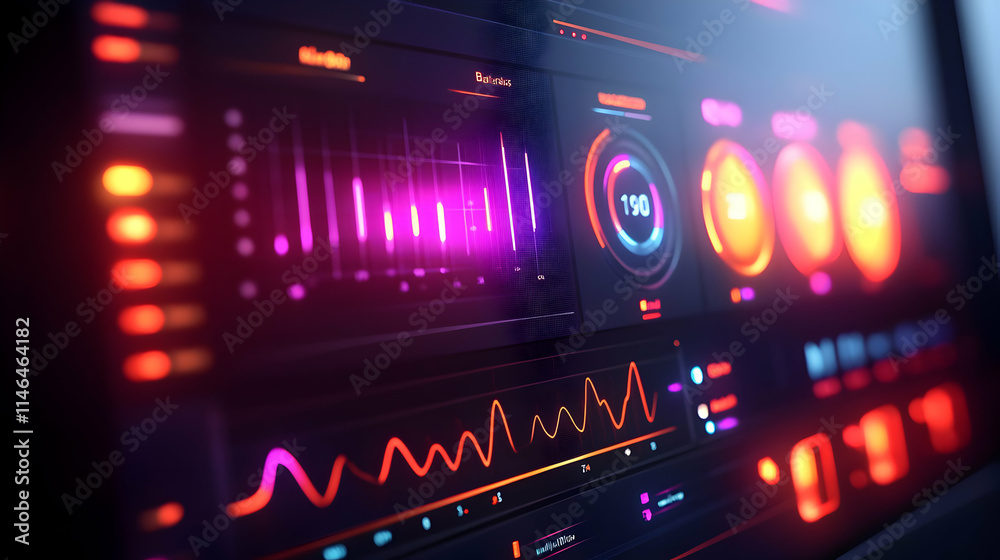 A digital interface displaying data visualizations and metrics. A digital interface displaying data visualizations and metrics.