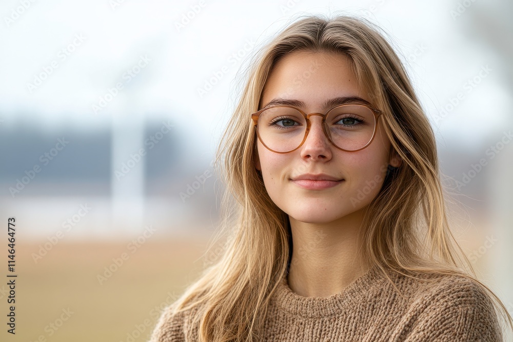 Young Woman Smiling in a Rural Landscape Young Woman Smiling in a Rural Landscape