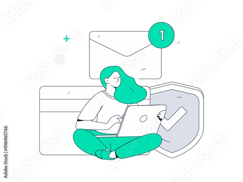 Online shopping payment security character flat vector concept operation hand drawn illustration
