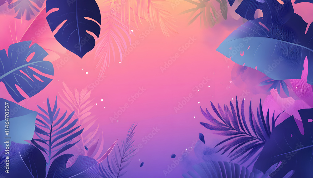 Vivid Tropical Leaves Abstract Background Design