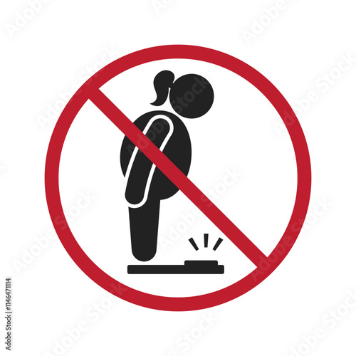 Isolated prohibition sign do not fat, obisity is not allowed, healthy safety sign