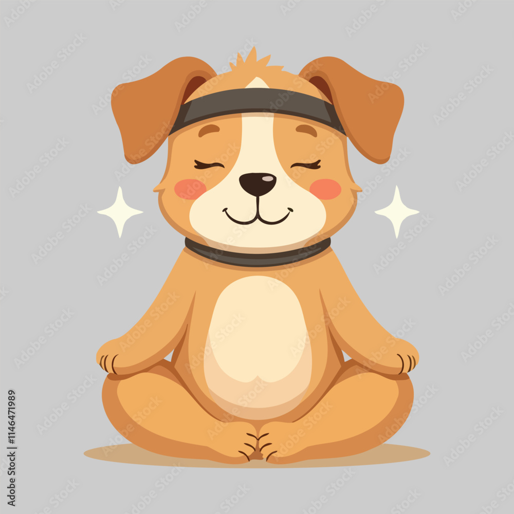 Fototapeta premium Meditating Cartoon Dog with Blurred Face