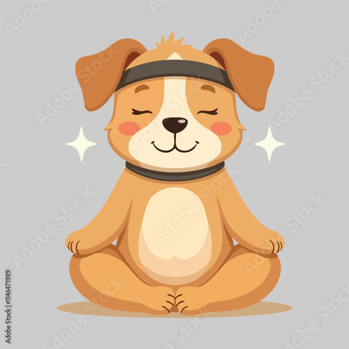 Meditating Cartoon Dog with Blurred Face