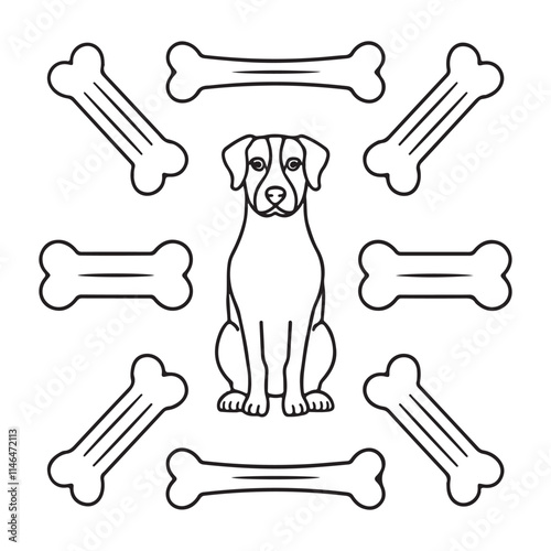Dog and Bones Coloring Page