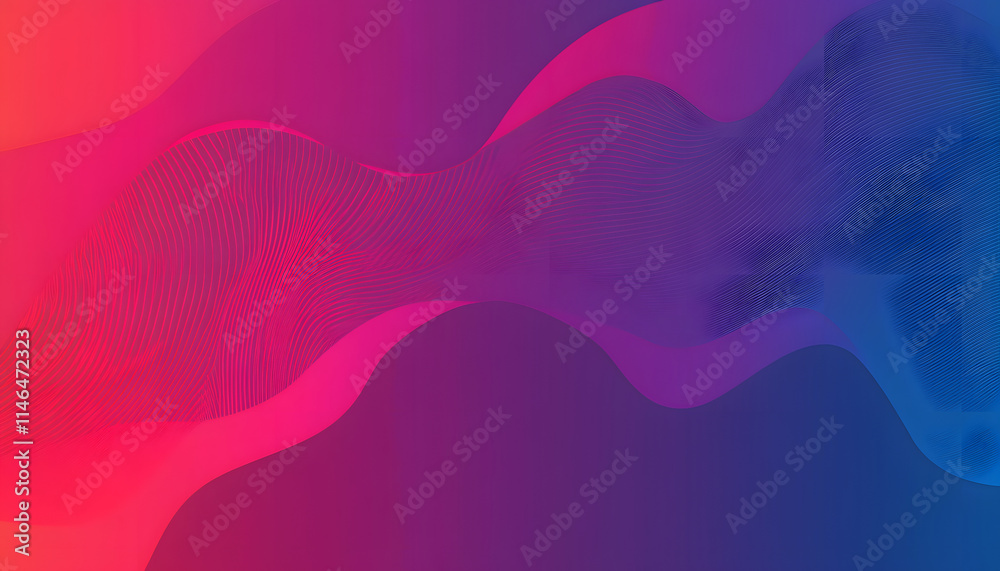 Obraz premium Abstract Pink Blue Gradient Wave Lines Design